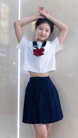 Girls JK uniform sailor night suitの写真素材