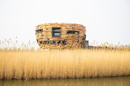 Scenery of the tuna house in Wenyuhe Park, Beijingのeditorial素材