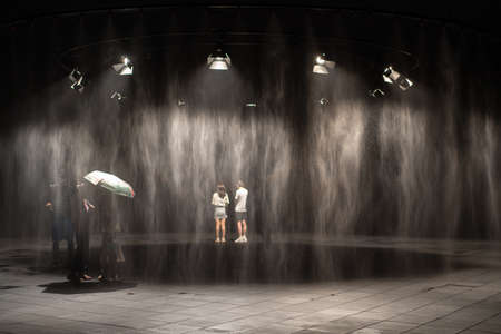 Visitors Pavilion exhibition under water mistの写真素材