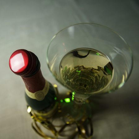 Top View of Prosecco in a Wine Glassの写真素材