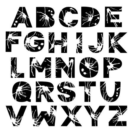 Decorative Font Alphabet with Splash texture, Vector Grunge theme.のイラスト素材