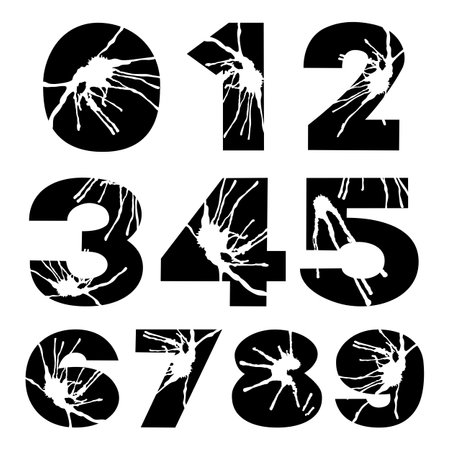 Decorative Number with Splash texture, Vector Grunge theme.のイラスト素材