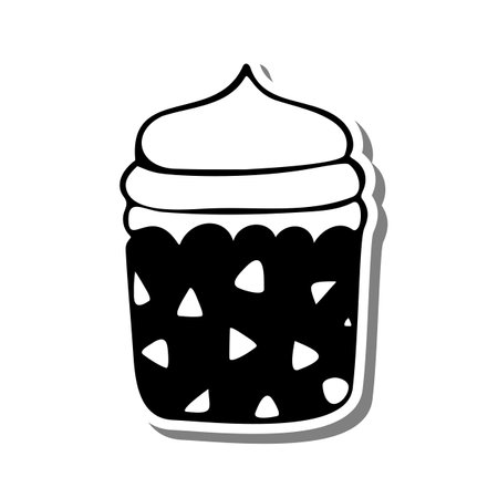 Monochrome Cupcake Layers on white silhouette and Gray shadow. Vector illustration for decoration or any design.のイラスト素材