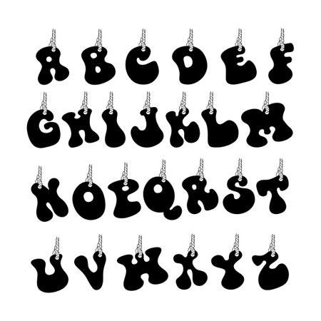 Cute Alphabet Uppercase with Rope. Lovely letters design for decoration. Vector Illustration about Character.のイラスト素材