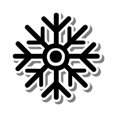 Cute Snowflake on white silhouette and gray shadow. Vector illustration about Winter.のイラスト素材