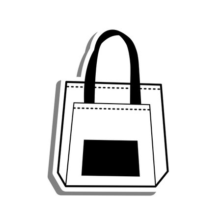 Cloth Bag Outline on white silhouette and gray shadow. Vector illustration cartoon style for decorate, coloring and any design.のイラスト素材