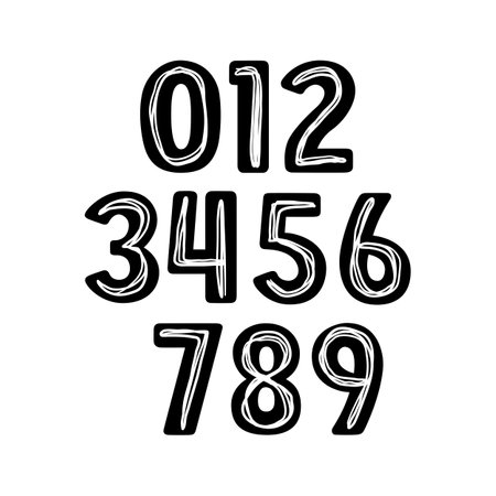 Cute Alphabet with Doodle Line inside. Number Letters. Lovely and Playful design for decoration. Vector Illustration about Character.のイラスト素材