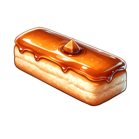 Illustration of caramel cake on a white background. Sweet dessert. Generate AIの素材