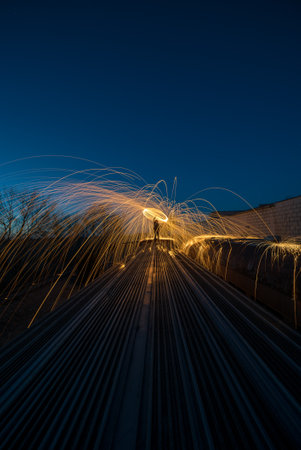 Steel Wool Umbrella on top of a train