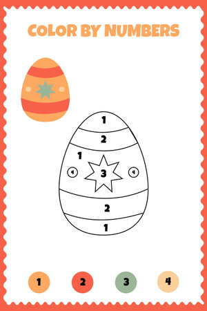 Vector template for coloring by numbers with Easter eggのイラスト素材