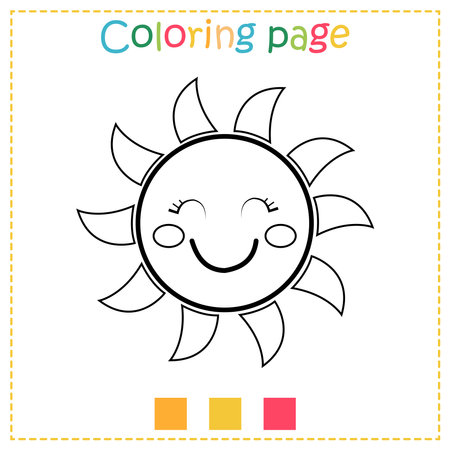 A simple coloring page for kids with a cute ladybug. Worksheets for kindergartenのイラスト素材