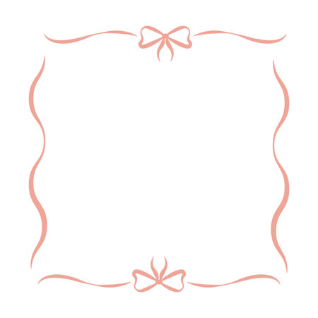 Pink frame made of ribbons and bows for a romantic decorationのイラスト素材