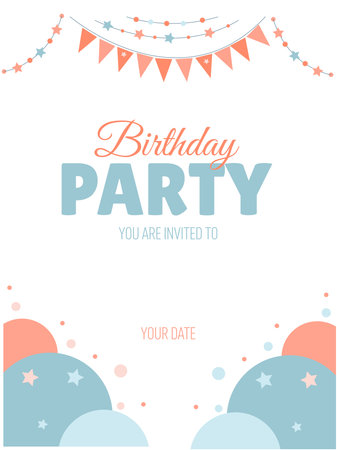 Birthday party invitation card template. Vector illustration in flat style.のイラスト素材