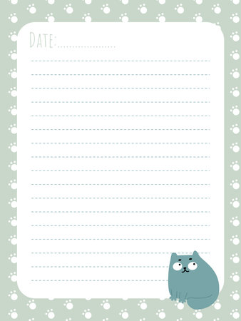 Page template for notes and planning with a cute simple catのイラスト素材