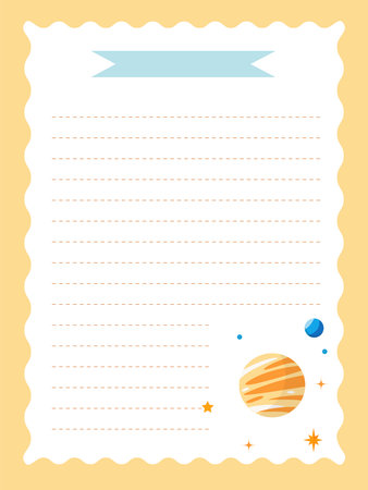 A page for a diary with space for text on a space theme with planets and stars. Vector illustrationのイラスト素材
