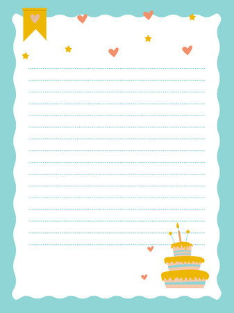 Birthday Cake Writing Paper â Celebration Stationeryのイラスト素材