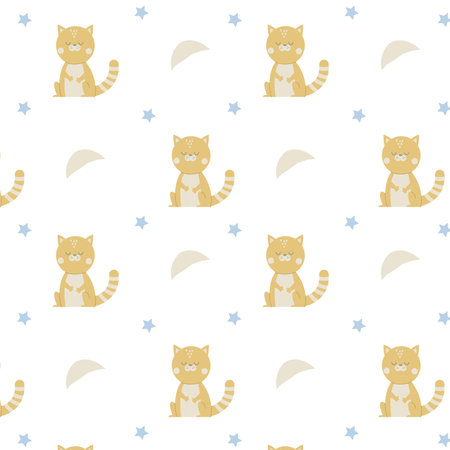 Cute children's pattern with cats and umbrellas. Perfect for children's textiles and clothing.のイラスト素材
