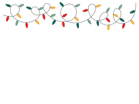 banner with New Year's garlands with bright lights isolated on a white backgroundのイラスト素材