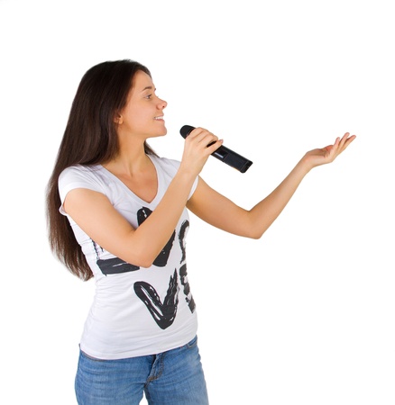 girl with microphoneの写真素材