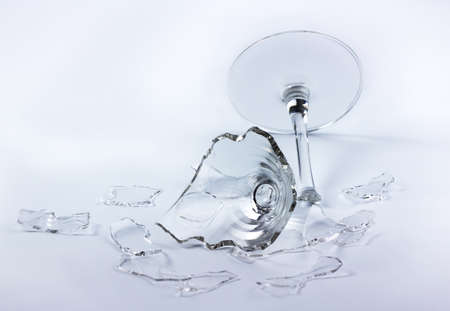 glass broken on white back Center focusの写真素材