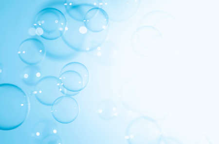 Abstract Beautiful Transparent Blue Soap Bubbles with A White Space. Soap Sud Bubbles Water