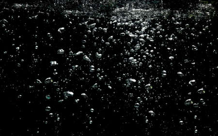 Bubbles Water Float up on Black Background