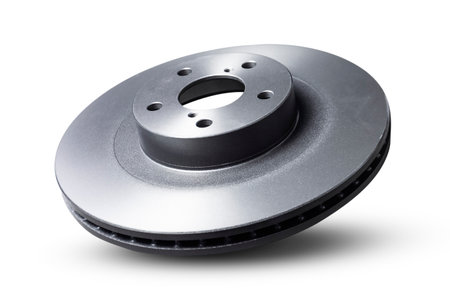 Disc Brake Isolated on White Background. Car Spare Parts. Repair Shopの写真素材