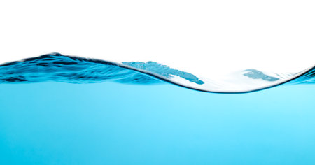 Water Wave Isolated on White Background, Pure Water, Under Water.の写真素材