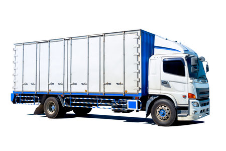 Container Truck Isolated on White. Shipping Truck. Economy Business Transport on Road. Cargo shipping Import- Export. Trucking Lorry Diesel. Freight Truck Logistics Transportationの写真素材