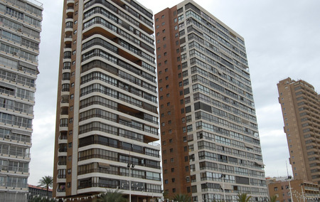 tall apartment building in benidorm,spainのeditorial素材