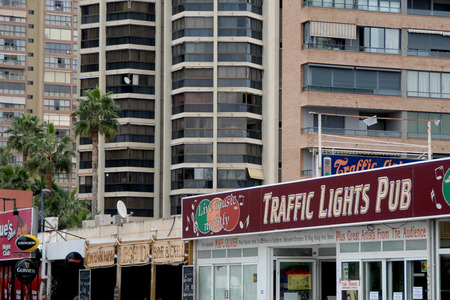 tall apartment building in benidorm,spainのeditorial素材