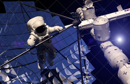 The astronaut  in outer spaceの写真素材