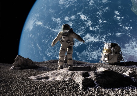 The astronaut on a background of a planet  の写真素材
