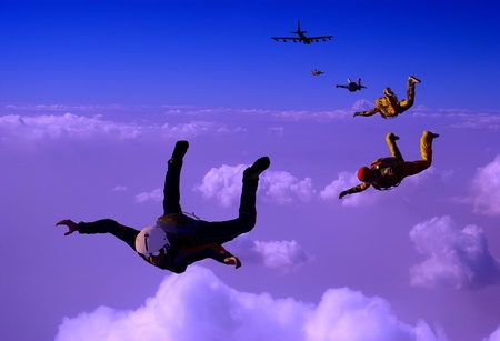 Sportsmen-parashutist soaring in sky  の写真素材