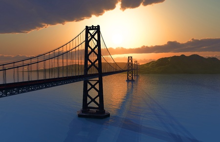 Silhouette of the bridge against the sky.