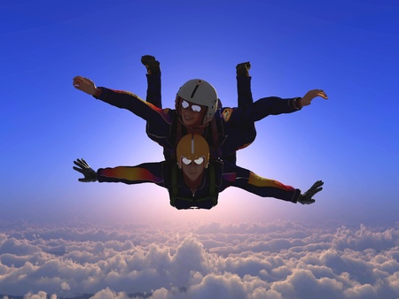 Sportsmen-parashutist soaring in sky  の写真素材