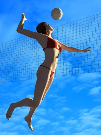 Figure of a girl playing volleyball.の写真素材
