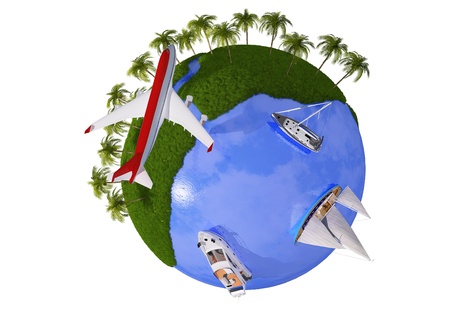 Model of the globe on a white background.の写真素材