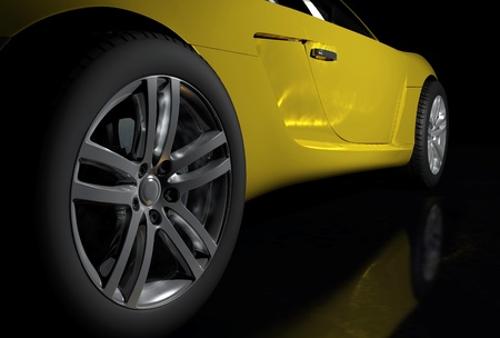 The automobile on a mirror background        の写真素材