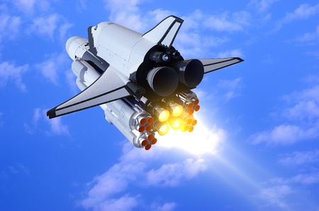 Space transport on a background of the sky   の写真素材