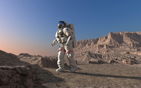 The astronaut  on the background of the planet.の写真素材