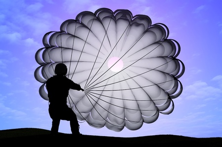 Parashutist a parachute in the sky.の写真素材