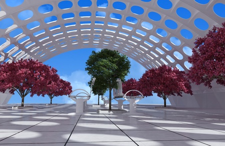 Red Trees in the white design.の写真素材