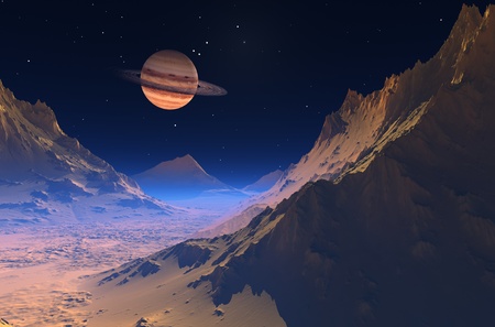 Space landscape distant planet.