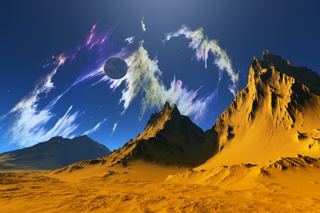   Colourful landscape on a background blue sky