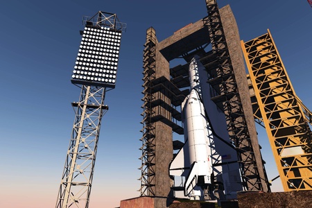 Baikonur with the spacecraft against the skyの写真素材