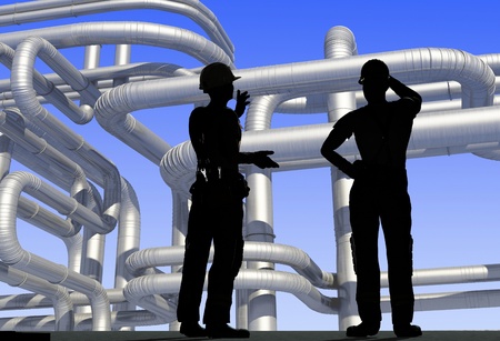 Silhouette of worker at the plant.の写真素材