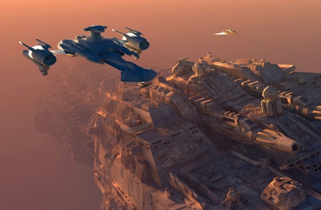 Space ships in space.の写真素材