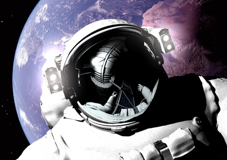 The astronaut  in outer space