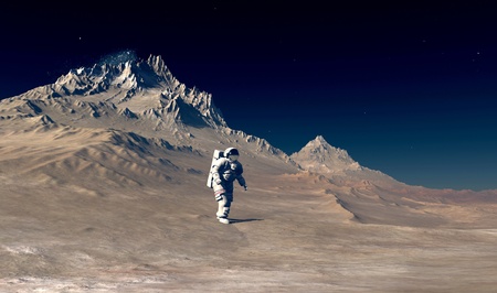 The astronaut  on the background of the planet.の写真素材